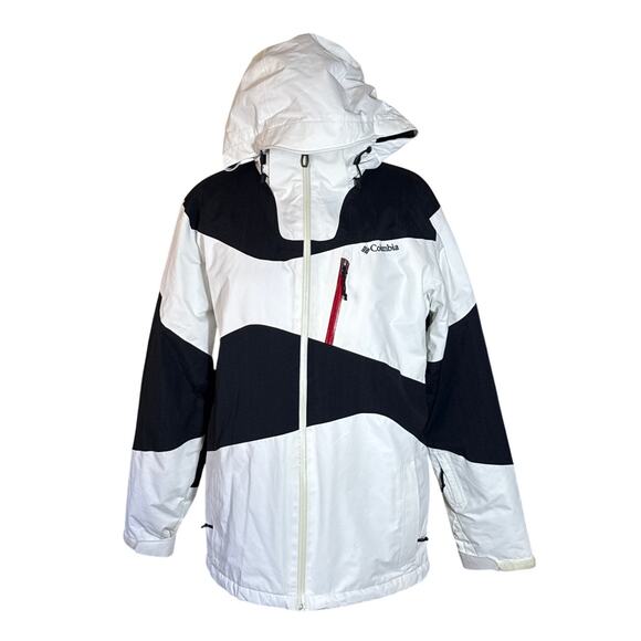 Columbia Women's Parallel Grid Hooded Ski Jacket in Black & White Size Medium - Picture 1 of 9